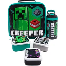Minecraft Creeper Lunch Bag and Bottle (Pack of 5), Lunchbox, Grün