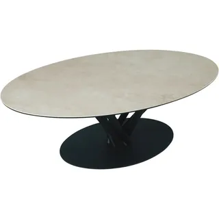 Belluti Couchtisch , Schwarz, Taupe , Metall, Glas, Keramik , oval , Bodenplatte , 70x42x120 cm , einfacher Aufbau , Wohnzimmer, Wohnzimmertische, Couchtische, Couchtische Glas