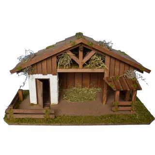 Alfred Kolbe Krippe »Krippenstall mit vielen Details, für 12 cm Figuren« Echtholz, braun