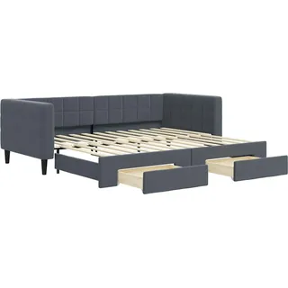 vidaXL Tagesbett Ausziehbar mit Schubladen Dunkelgrau 90x200 cm Samt - Grau