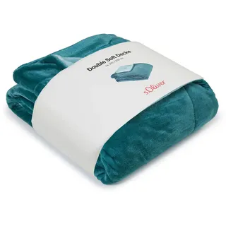 s.Oliver Doublesoft Kuscheldecke 150x200 - super kuschelig & warm, Polyesterflausch Decke Petrol blau