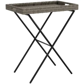 vidaXL Tabletttisch Klappbar Grau 65x40x75 cm Poly Rattan - Grau