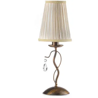 Kristall-Tischleuchte , Cognac , Metall, Glas, Textil , rund , 15x42x15 cm , Eec , transportabel , Lampen & Leuchten, Innenbeleuchtung, Tischlampen, Tischlampen