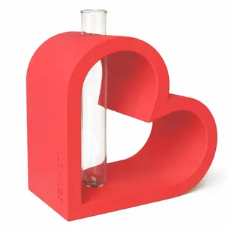 Herz-Vase mit Reagenzglas, Minimalistisches Modernes Design, Geschenk für Hochzeit, Geburtstag, Valentinstag, Weihnachten, Geschenk für Freundin/Freund, Mutter/Vater, Schwester/Bruder (Rot)