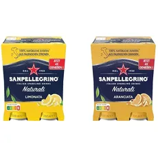 San Pellegrino Naturali Limonata Zitronen-Limonade mit 16% Zitronensaft 4er Pack (4 x 330ml) Einweg-Dosen + Aranciata Orangen-Limonade mit 16% Orangensaft 4er Pack (4 x 330ml) Einweg-Dosen