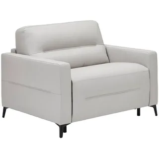 Novel Schlafsessel , Hellgrau , Metall , Echtleder , Rindleder , Uni , 115x89x97 cm , Liegefunktion , Wohnzimmer, Sofas & Couches, Schlafsofas, Schlafsessel