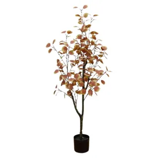 Eukalyptus - Künstlicher Baum im Topf - 120 cm - Herbstlaub - Für den Außenbereich - Bodenaufstellung - PE-Kunststoff - Milchweiß