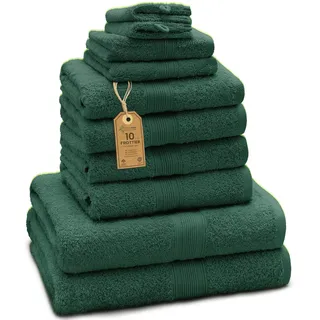 Green Mark Textilien GREEN MARK Handtuchset 10-tlg. dunkelgrün