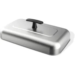 Weber XL Grillhaube/Für Grillplatten und Grillroste, aus Edelstahl mit verstärktem Rand und hitzebeständigem Griff, Spülmaschinenfest, 12,5 x 43,5 x 25,5 cm