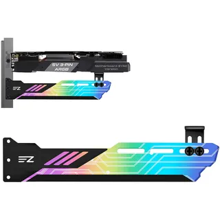 EZDIY-FAB 5V 3 Pin RGB Grafikkarten Halter, RGB LED Videokarte Sehnenhalter Halterung, GPU Halterung,Motherboard Sync-309-1