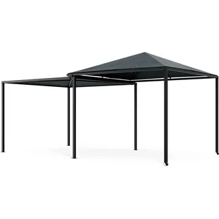 Blumfeldt ShadeMax Pavillon 3x3 – Erweiterbar 3x6, Rostfreier Metallrahmen, UV30+ PA-Polyesterdach, Wetterfest, Dunkelgrau - Grau