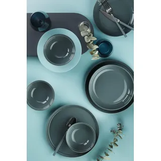 Elegant 18-Piece Dinner Set, 100% Porcelain | Includes 6 Service Plates (25 cm), 6 Plates (21 cm), 6 Bowls (14 cm) | Dishwasher & Microwave Safe