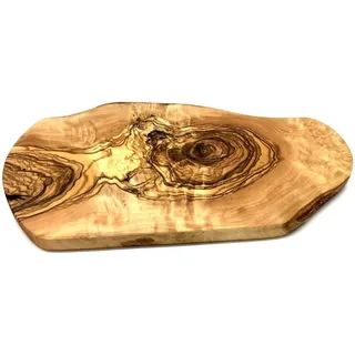 Olivenholz-erleben Frühstücksbrett »rustikal aus hochwertigem naturbelassenem Olivenholz« Mediterraner Look, rustikale Kante, organische Form, braun