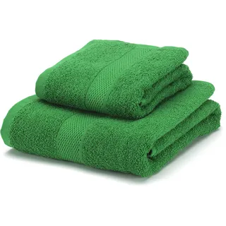 BONCASA - Handtuch-Set - 100% gekämmte Baumwolle (Nicht regeneriert) - Qualität Ring Spun - weiche Qualität - 450 g/m2 (dunkelgrün, Set mit 2 Stück)