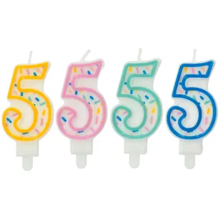 Folat 24175 Kuchen Kerze Sprinkles Ziffer/Zahl 5 Sortiert - 9 cm Geburtstagskerzen für Geburtstag, Geburtstagsdeko, für Kinder Partys, Hochzeiten, Firmenfeiern, Jubiläen