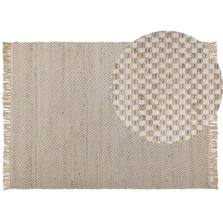 Beliani Zerdali Kurzflorteppich 140 x 200 cm Beige