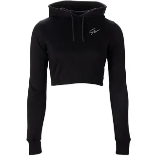 Gorilla Wear Pixley Crop Top Hoodie - schwarz - leicht funktionell Oberteil mit Logo zum Sport Workout Training bequem bewegungsfreiheit atmungsaktiv ansprechende Passform aus Baumwolle Polyester, XS