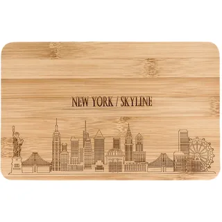 Spruchreif | Frühstücksbrettchen aus Bambus | Brotzeitbrett mit Gravur | Städte Geschenk | New York Geschenke | Frühstücksbrettchen Skyline Gravur | New York Skyline