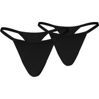 String PUMA "PUMA WOMEN MICROFIBER TANGA STRINGS 2P", Damen, Gr. M, schwarz, Microfaser, Obermaterial: 70% Polyamid, 30% Elasthan, körpernah, Unterhosen String, mit elastischem Bund, Logodruck hinten, Mid-Rise Design