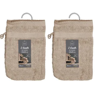Douceur d'Intérieur 2 Waschlappen, Taupe, 15 x 21 cm (Packung mit 2)