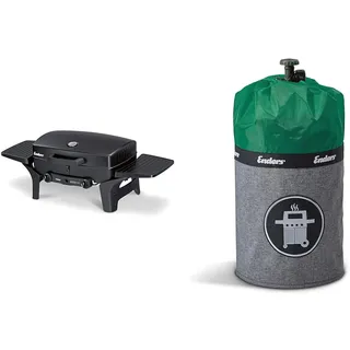 Enders® Gasgrill URBAN, Tischgrill, Grillen-, Kochen- und Backen Funktion & 5119 Style 5kg Green Gasflaschenhülle, Grün, 5 kg