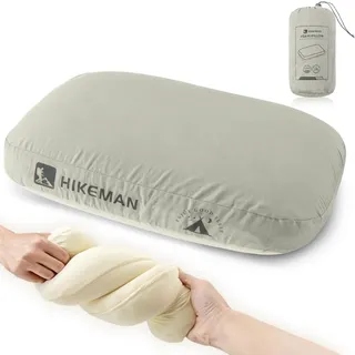 HIKEMAN Camping Kopfkissen Komprimierbar Reisekissen - Ultraleicht Nackenkissen aus Memory-Foam,Strandkissen Kopfkissen für Reise,Wandern,Outdoor (Grau)