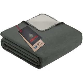 Ibena Dublin Kuscheldecke 220x240 cm – XXL Decke grau hellgrau, Kuscheldecke aus Baumwollmischung angenehm warm und kuschelig, hervorragende Qualität