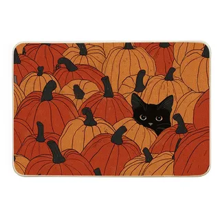 Artoid Mode Schwarze Katze Kürbisse Herbst Fußmatte,Hause Dekoration Küche Teppich Bodenmatte Für Innen Außen Dekor 40x60 cm