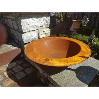 Edelrost Dekoschale mit Rand Schale mit Rand - 60 cm