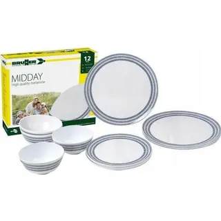 Brunner Midday Bluebay Campinggeschirr-Set Melamin - Blau, Weiß