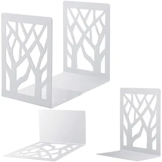 MSDADA Buchstütze, Buchstützen, Buchständer CD Kinder Metall, Bücher Halter für Regal,Ordnerhalter DVD Unsichtbares Bücherregal, Bookends Buchstopper, Buchhalterung Buch Halter 2 Paar(Weiß)