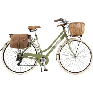 Via Veneto by Canellini Fahrrad Citybike Frau Aluminium mit Korb und Tasche - Olivgrün 50 - Grün