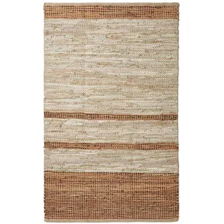 Homescapes Flickenteppich aus Recycling-Leder 160/230 cm , Gestreift , Rechteckig , 160x230 cm ,