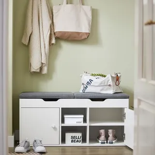 SoBuy Schuhbank 100 x 48 x 34 cm gepolstert / weiß