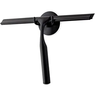 Ettori Duschabzieher für Glastüren, Abzieher für Duschglastür, Fenster und Autoglas, Spiegel - Allzweck-Edelstahlabzieher, 10 Zoll und Schwarz