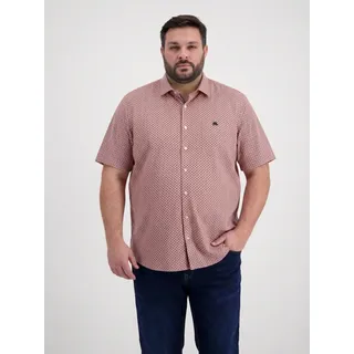 Kurzarmhemd LERROS "1/2 Hemd mit Minimalprint, grosse Größen", Herren, Gr. 3XL, extraweit, vivid rot, 100% Baumwolle, Hemden Kurzarmhemd