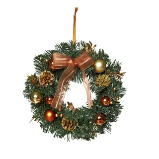 HEITMANN DECO Weihnachtskranz - Türkranz Wandkranz Weihnachten - dekorierter Kranz aus Tannenzweigen - Grün, Kupfer, Gold