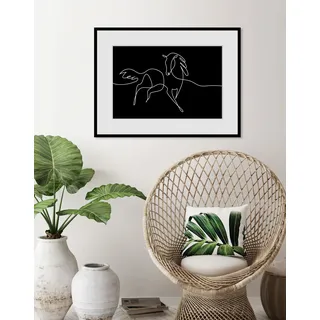 Bild QUEENCE "Dia", schwarz (farbe rahmen: schwarz, farbe bild(er): schwarz), B:70cm H:50cm, Acrylglas, Holz, Papier, Bilder, Bild, HD Premium Poster-Druck inkl. Holzrahmen