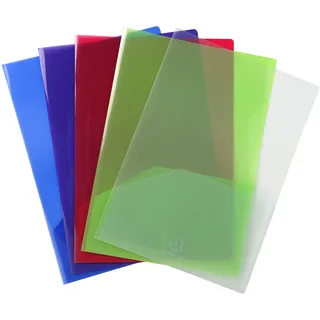 Exacompta 3960E 10er Pack Dokumentenmappe DIN A4 und DIN A3 aus starkem Kunststoff mit Halter für Visitenkarten Umschlag für lose Blattablage farbig sortiert