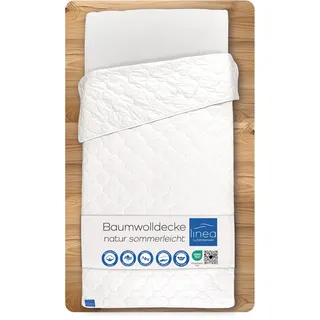 linea by böhmerwald - nature - Baumwolldecke sommerleicht, 135x200, 100% Baumwolle, Allergiker geeignet, waschbar bis 60°C, in Deutschland produziert, Weiß