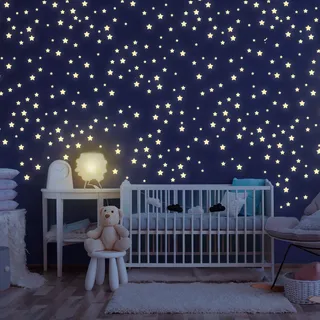 Homery Leuchtsterne Kinderzimmer [100 Stück] Leuchtsterne selbstklebend für Wand und Decke, leuchtende Sterne für Kinderzimmer, Sternenhimmel Aufkleber, Leuchtsticker, fluoreszierende Sterne