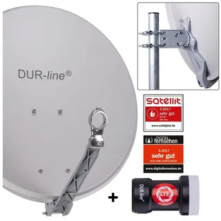 Dur-Line Select 60/65 cm Sat Anlage 1 Teilnehmer Set - Qualitäts-Alu-Satelliten-Komplettanlage - Sat-Spiegel
