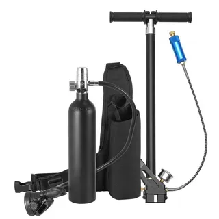 Vevor Tauchflasche, Tauchtank Sauerstoffflasche zum Tauchen unterstützt 5–10 Minuten Unterwasseratmung, 30 m Tauchtiefe, nachfüllbarer Schnorchel-Lufttank mit Pumpe für Unterwassererkundung,