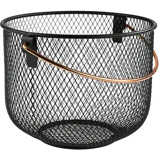 APS-Germany APS Brot und Obstkorb, Metallkorb, schwarzer Korb mit Griff in Kupferoptik, Ø 21 cm, 16,5 cm Höhe