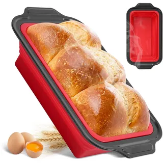 Toptrend Silikon Kastenform 26 cm mit metallverstärktem Rahmen, Silikon Brotbackform 1000g & Kuchenform Kasten, Ideal zum Brot Backen Form, BPA-frei