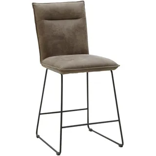 Valnatura Tresenstuhl , Schwarz, Hellbraun , Metall, Textil , Kufe, Rundrohr , 56x98x62 cm , Stoffauswahl, Typenauswahl , Esszimmer, Barmöbel, Barhocker