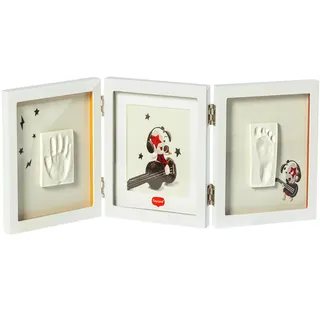Tiny Love Doppelter Bilderrahmen, Gipsabdruck Baby Hand und Fuß, Clay Set, Andenken Hand-/Fußabdruck Neugeborene, Dermatologisch Getestet, Geschenk Neugeborene, All-in-One-Set, Tiny Creations, Weiß