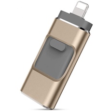 USB-Flash-Laufwerk, USB 3.0 Speicherstick Externer Speicherstick für iPhone i-Pad 64 GB Foto-Stick Flash Drive geeignet für jedes Modell PC/Pad/Android-Handys (Gold)