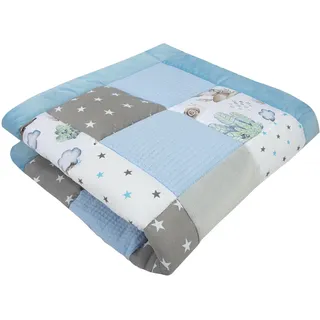 Medi Partners Krabbeldecke für Baby Spielmatte 100% Baumwolle Krabbelmatte - 100x100cm Krabbeldeck Dick Weich Decke Laufgittereinlage Babydecke Minky Waffel Spielbogen (Hirsch und Igel)