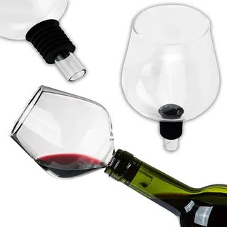 XXL Weinglas als Glas Flaschenaufsatz mit Silikondichtung für Weinflaschen – Geschenk für beste Freundin - Weingläser – Weißweingläser – Weinglas to Go für JGA